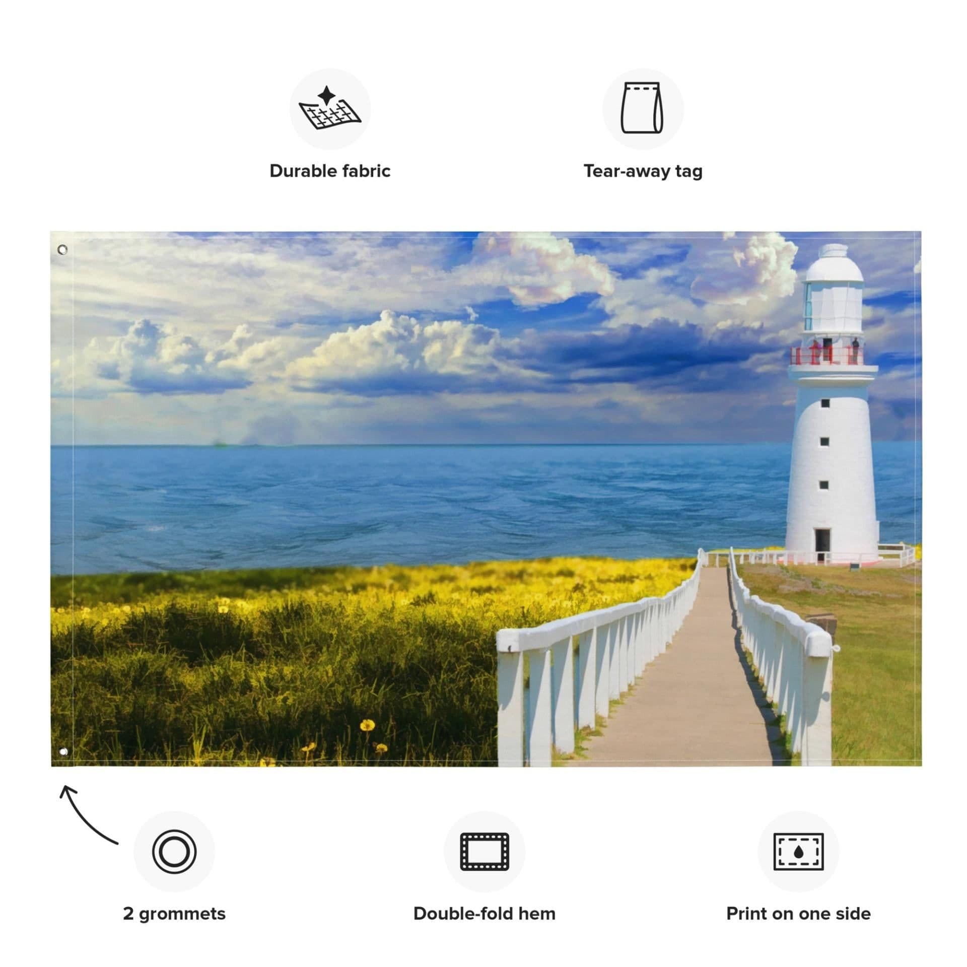 image-Pathway to lighthouse Painting 3 Flag Tapestry