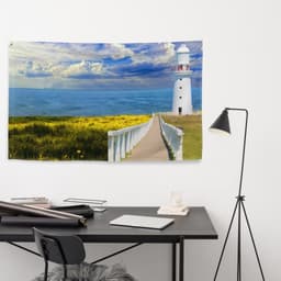 image-Pathway to lighthouse Painting 3 Flag Tapestry