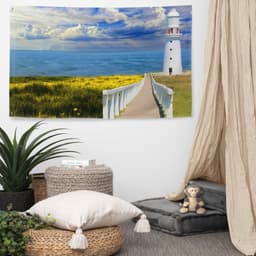 image-Pathway to lighthouse Painting 3 Flag Tapestry