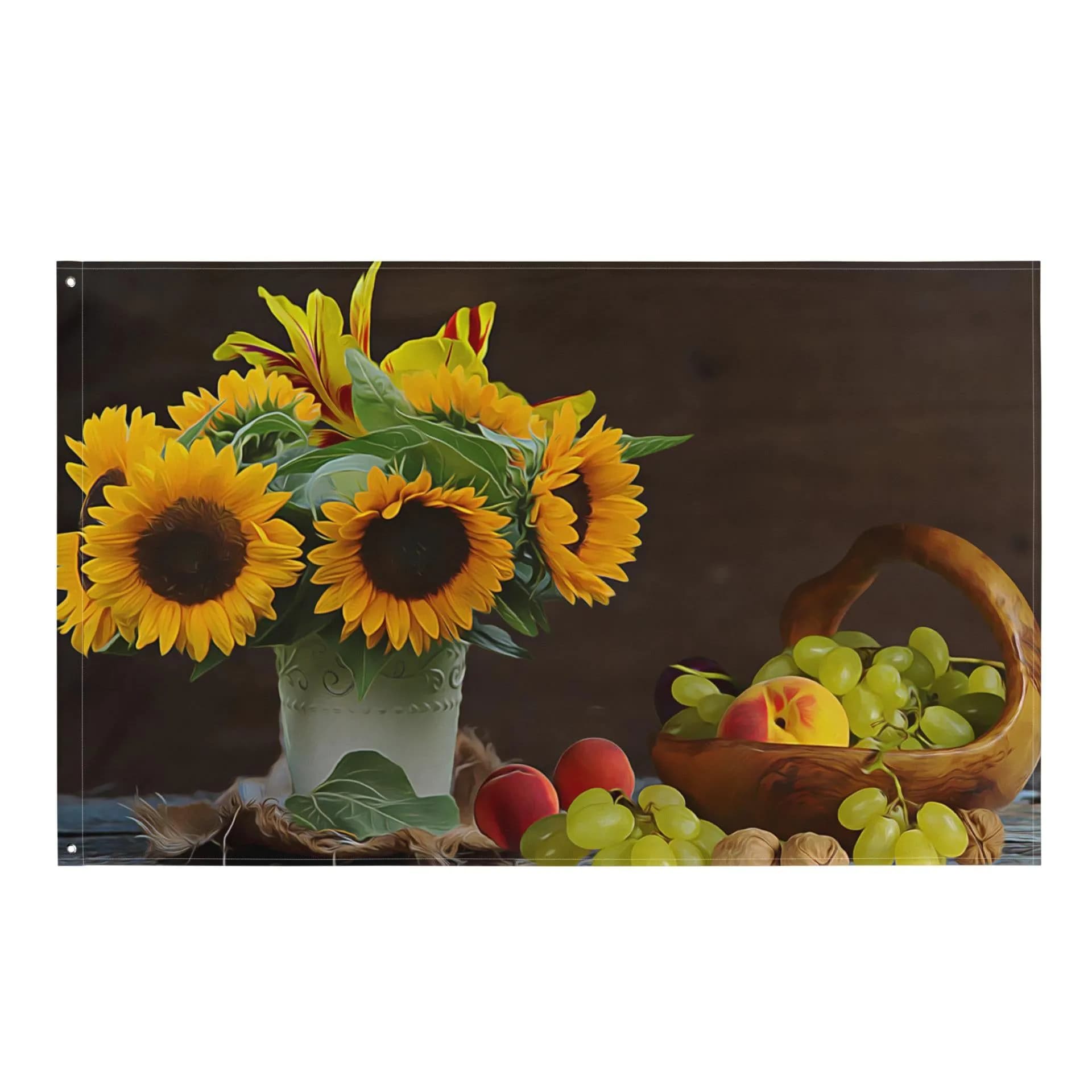 image-Sunflower Still Life Painting Flag Tapestry