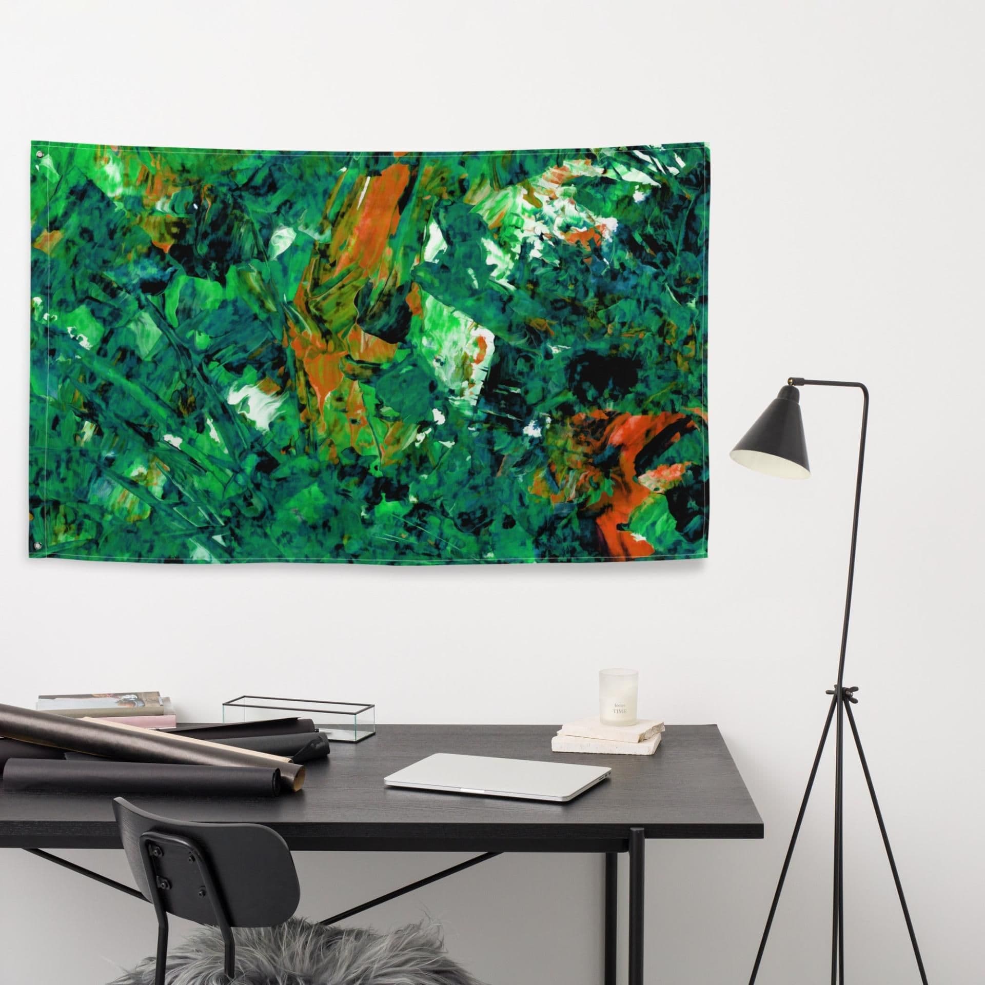 image-Abstract Green Painting Flag Tapestry