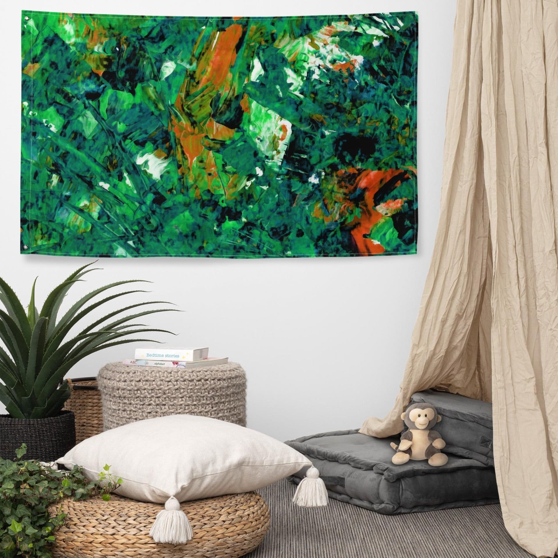 image-Abstract Green Painting Flag Tapestry