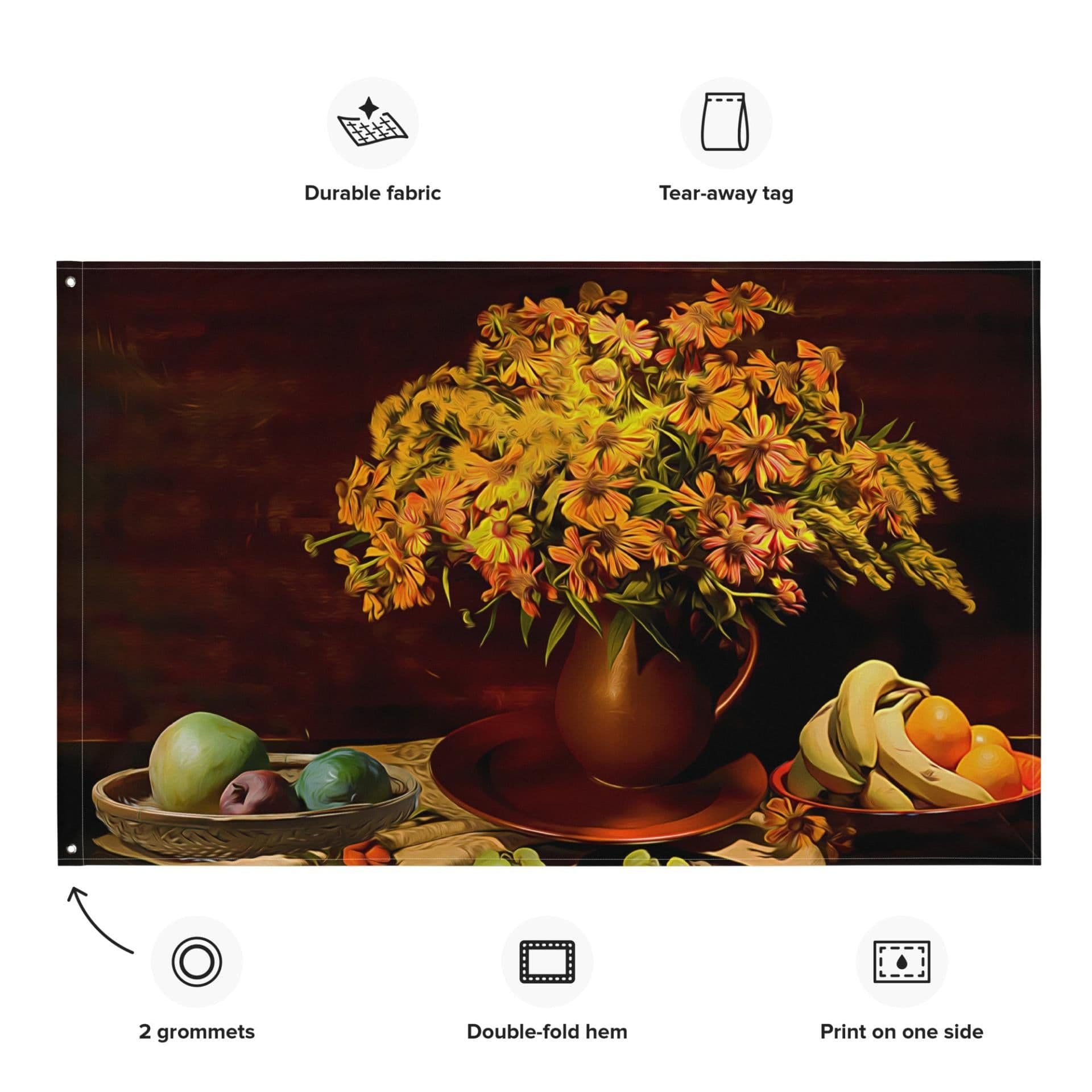 image-Still Life Fruits Painting 3 Flag Tapestry