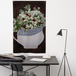image-White Yellow Flowers Painting Flag Tapestry