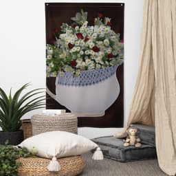 image-White Yellow Flowers Painting Flag Tapestry