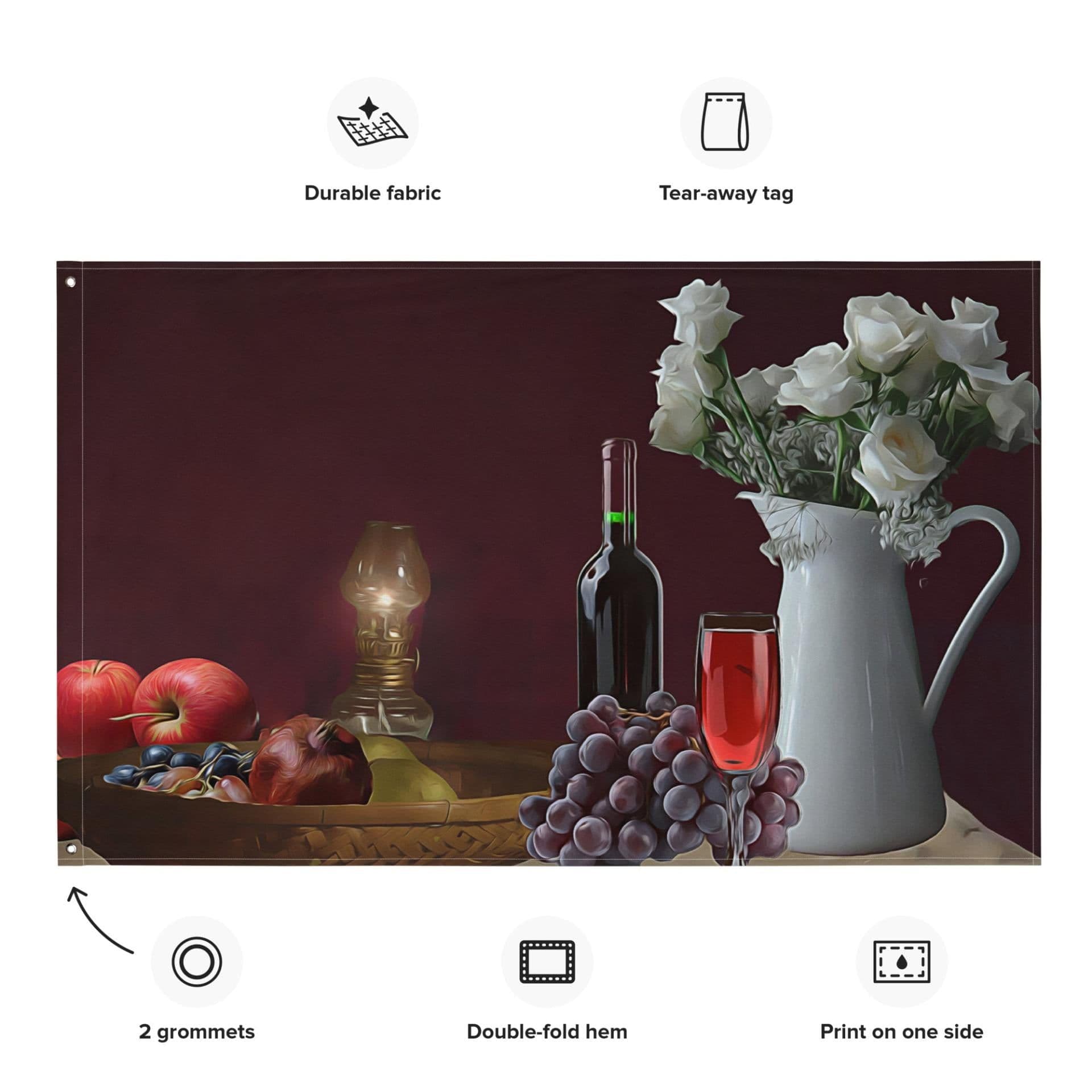 image-Still Life Wine Painting 4 Flag Tapestry