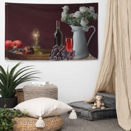 image-Still Life Wine Painting 4 Flag Tapestry