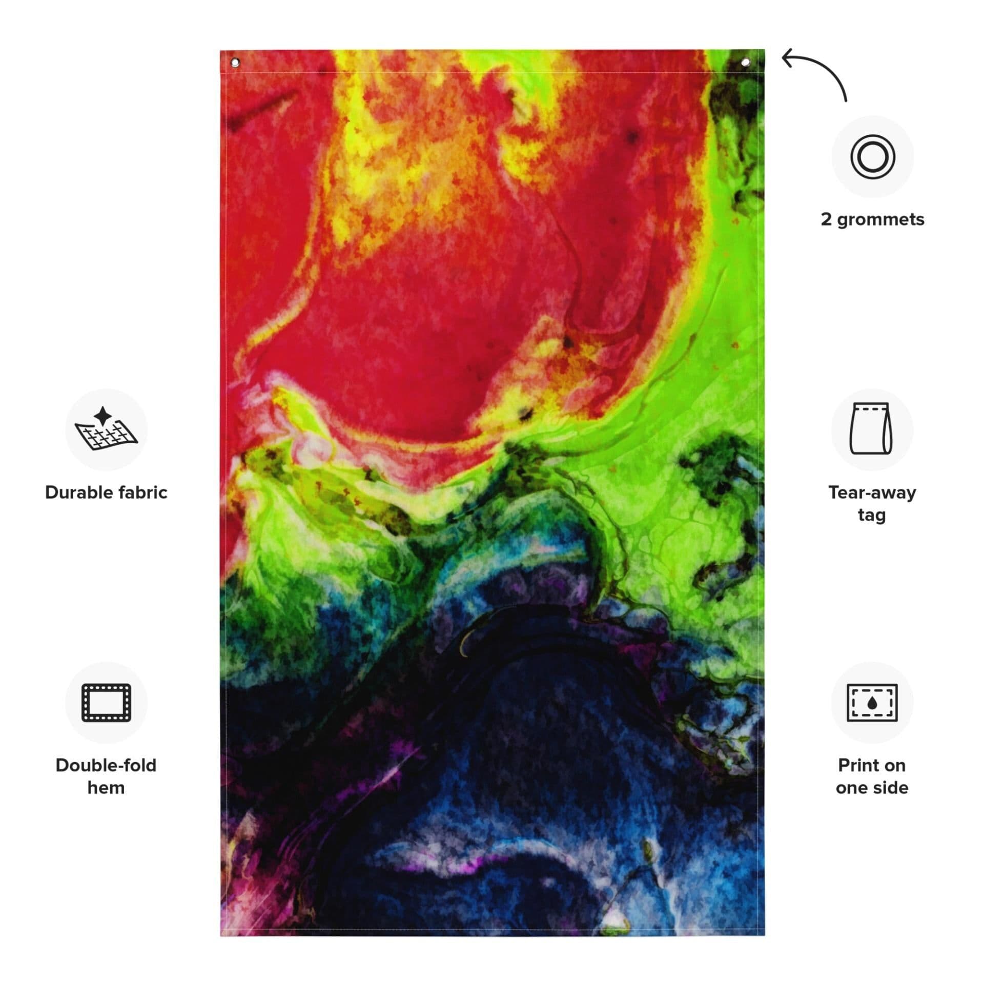 image-Green Red Abstract Painting Flag Tapestry