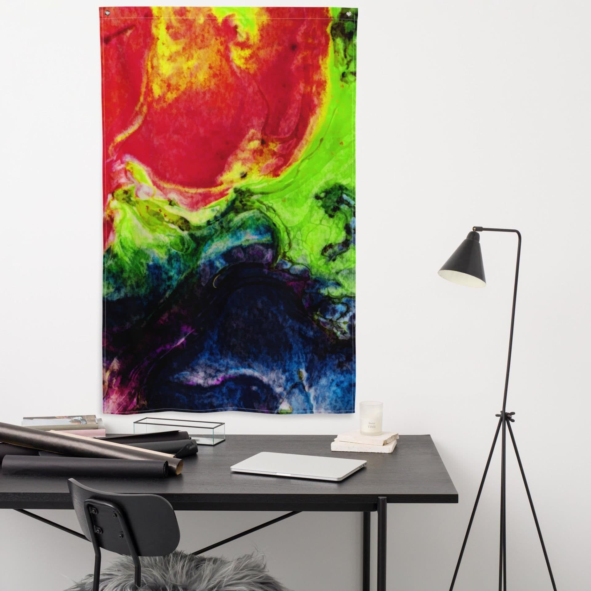 image-Green Red Abstract Painting Flag Tapestry