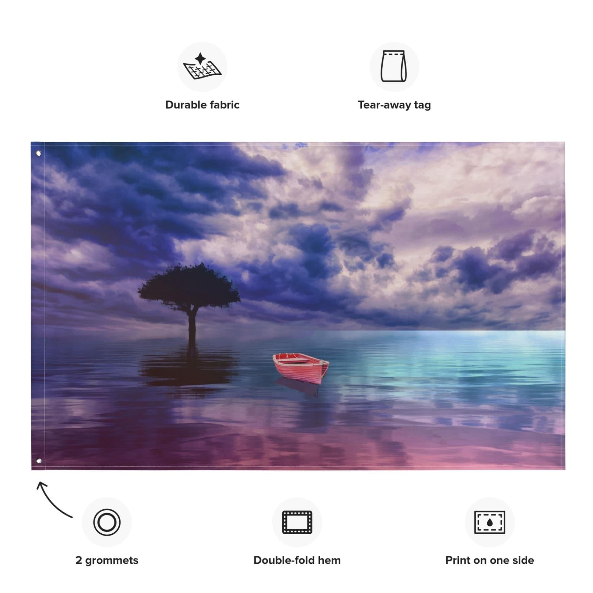 image-Red Ocean Painting Flag Tapestry