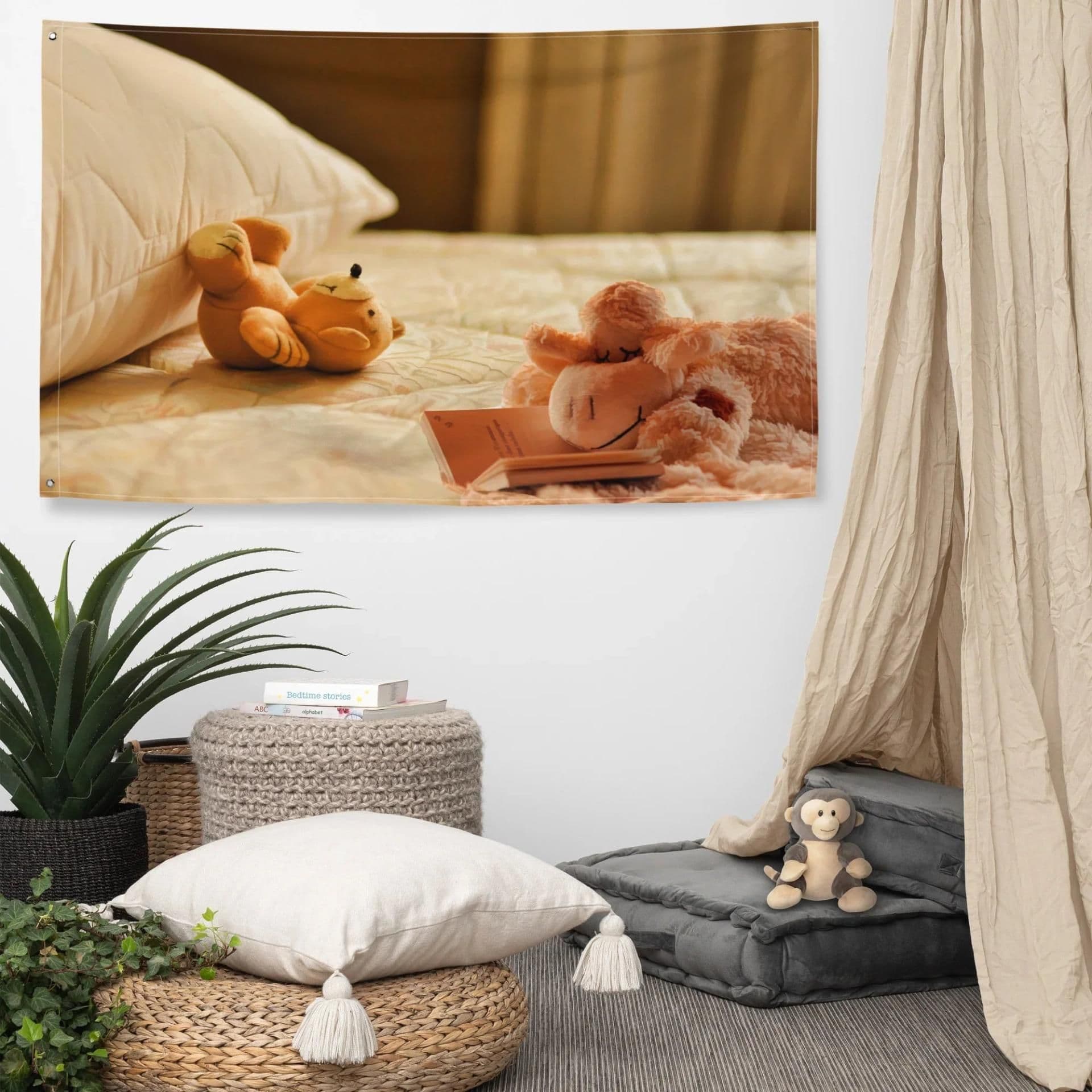 image-Teddy Bear Flag Tapestry wall hanging