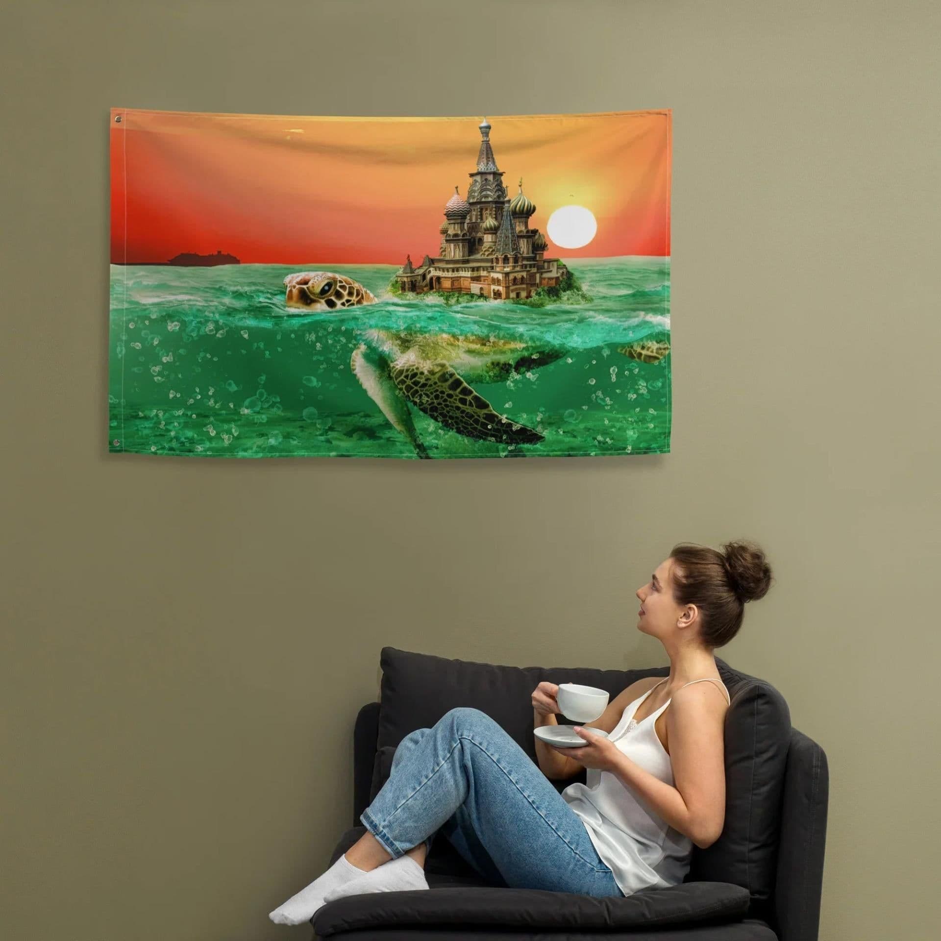 image-Tortoise Sea Flag Tapestry wall hanging