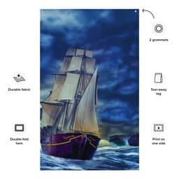 image-Ship in Storm Flag Tapestry wall hanging