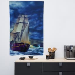 image-Ship in Storm Flag Tapestry wall hanging