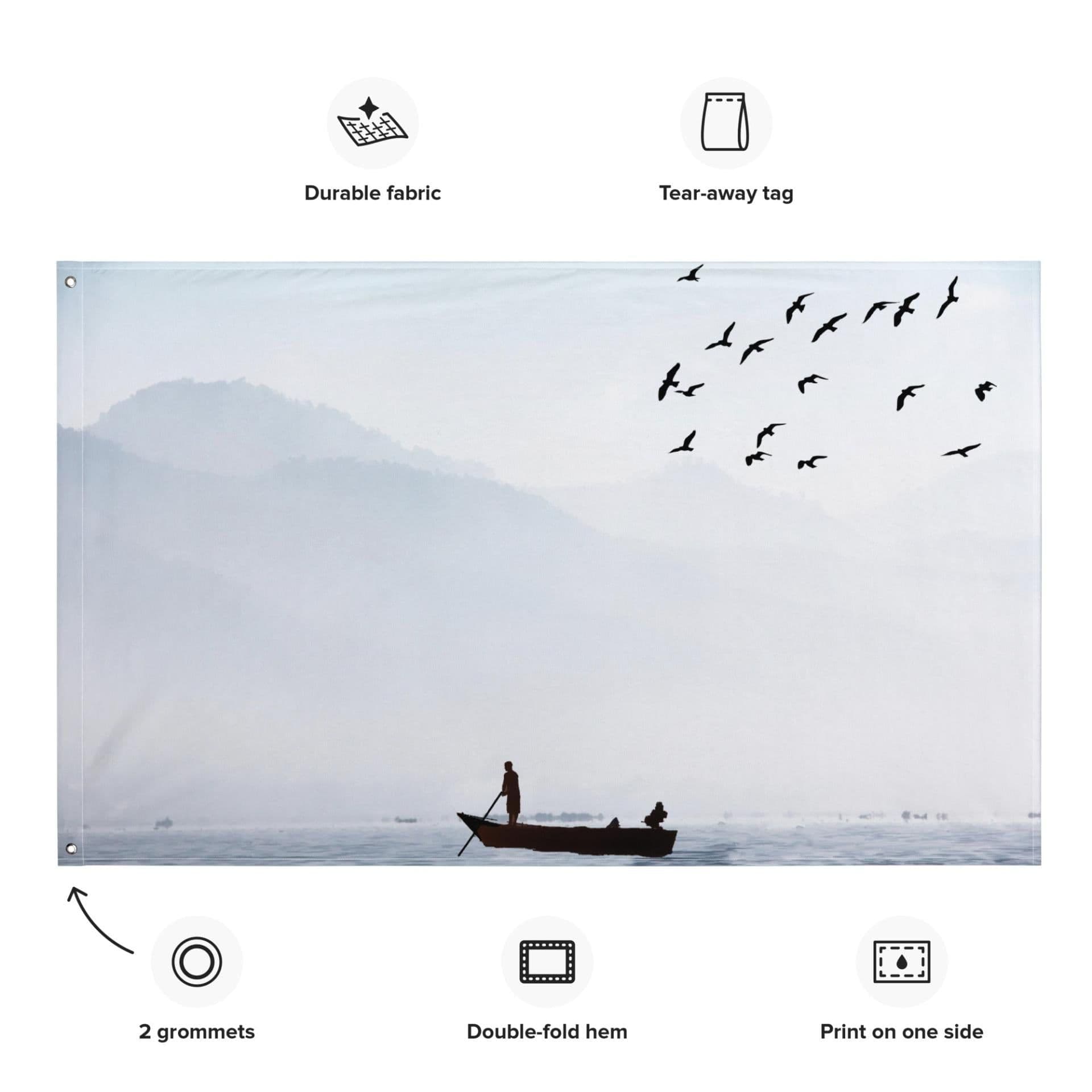 image-Bird Sea Boat Lake Flag Tapestry wall hanging