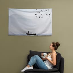 image-Bird Sea Boat Lake Flag Tapestry wall hanging