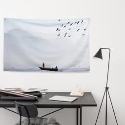 image-Bird Sea Boat Lake Flag Tapestry wall hanging