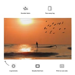 image-Fisherman in Sea Flag Tapestry wall hanging