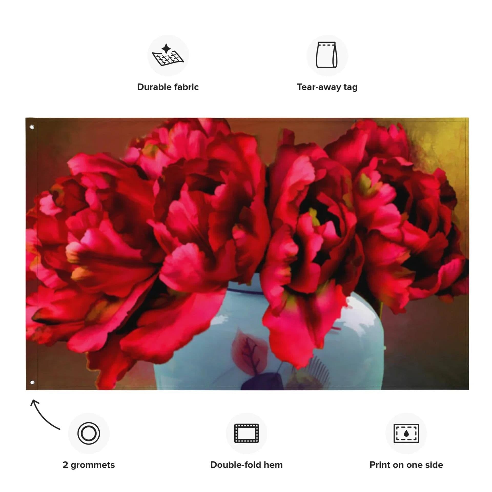 image-Red Flowers Painting Wall Hanging