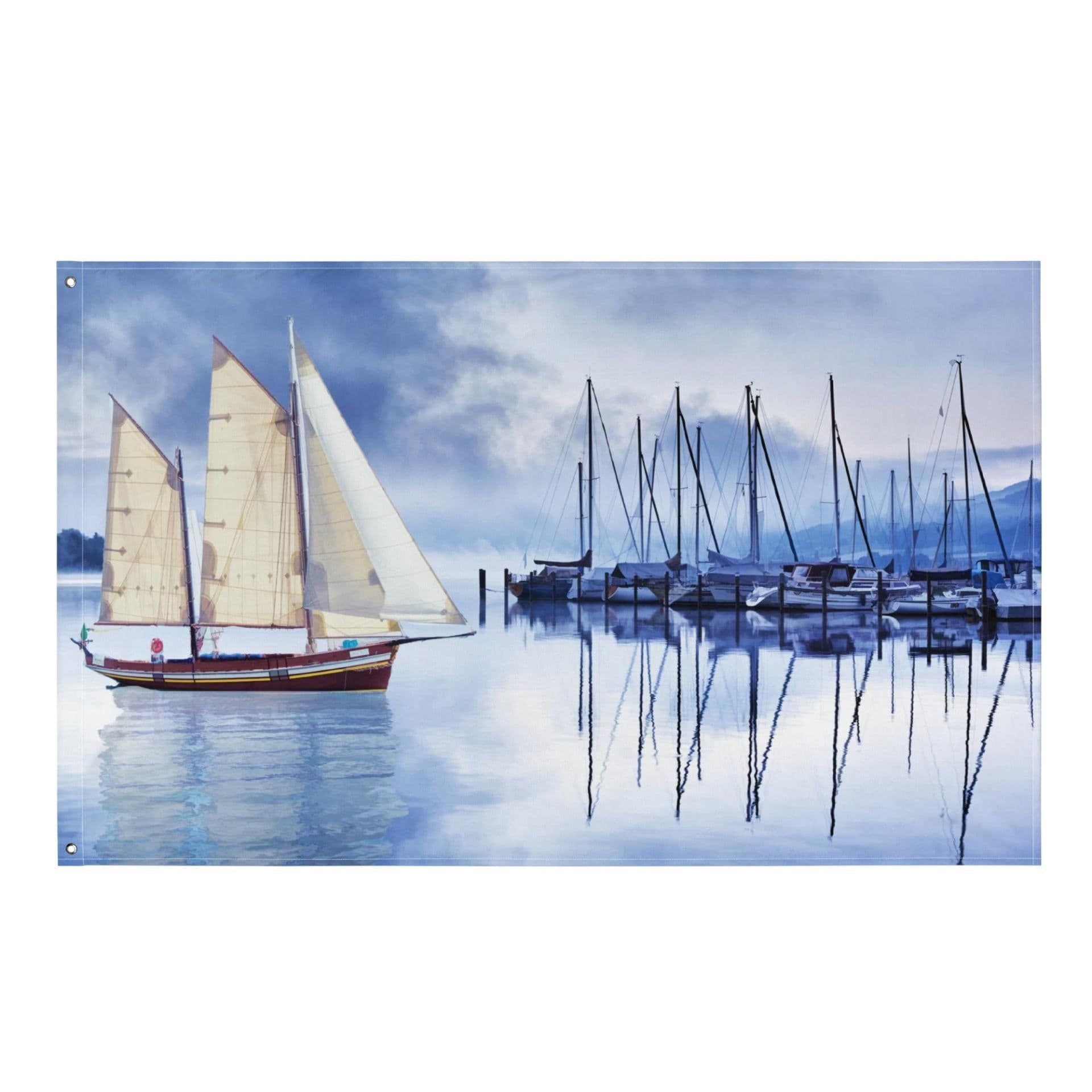 image-Sailing Ship Blue Flag