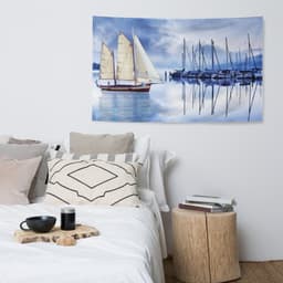 image-Sailing Ship Blue Flag