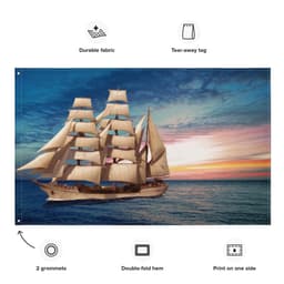 image-Sailing Ship Sunset Flag