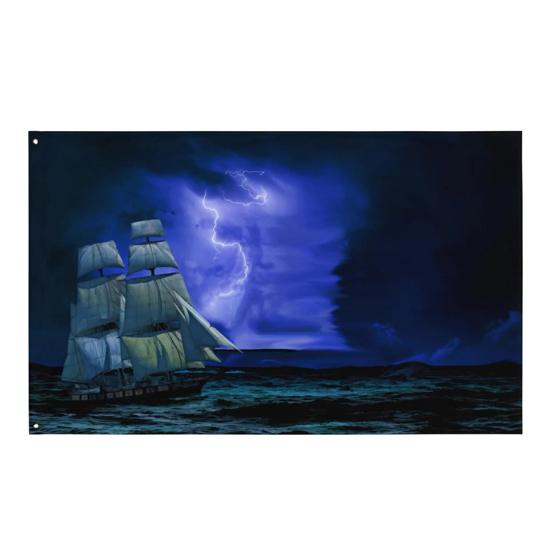 image-Sailing Ship Lightning Flag