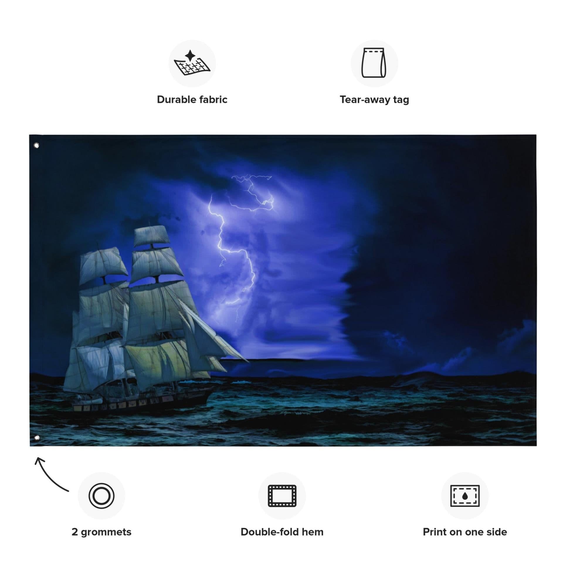 image-Sailing Ship Lightning Flag