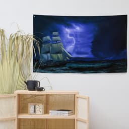image-Sailing Ship Lightning Flag