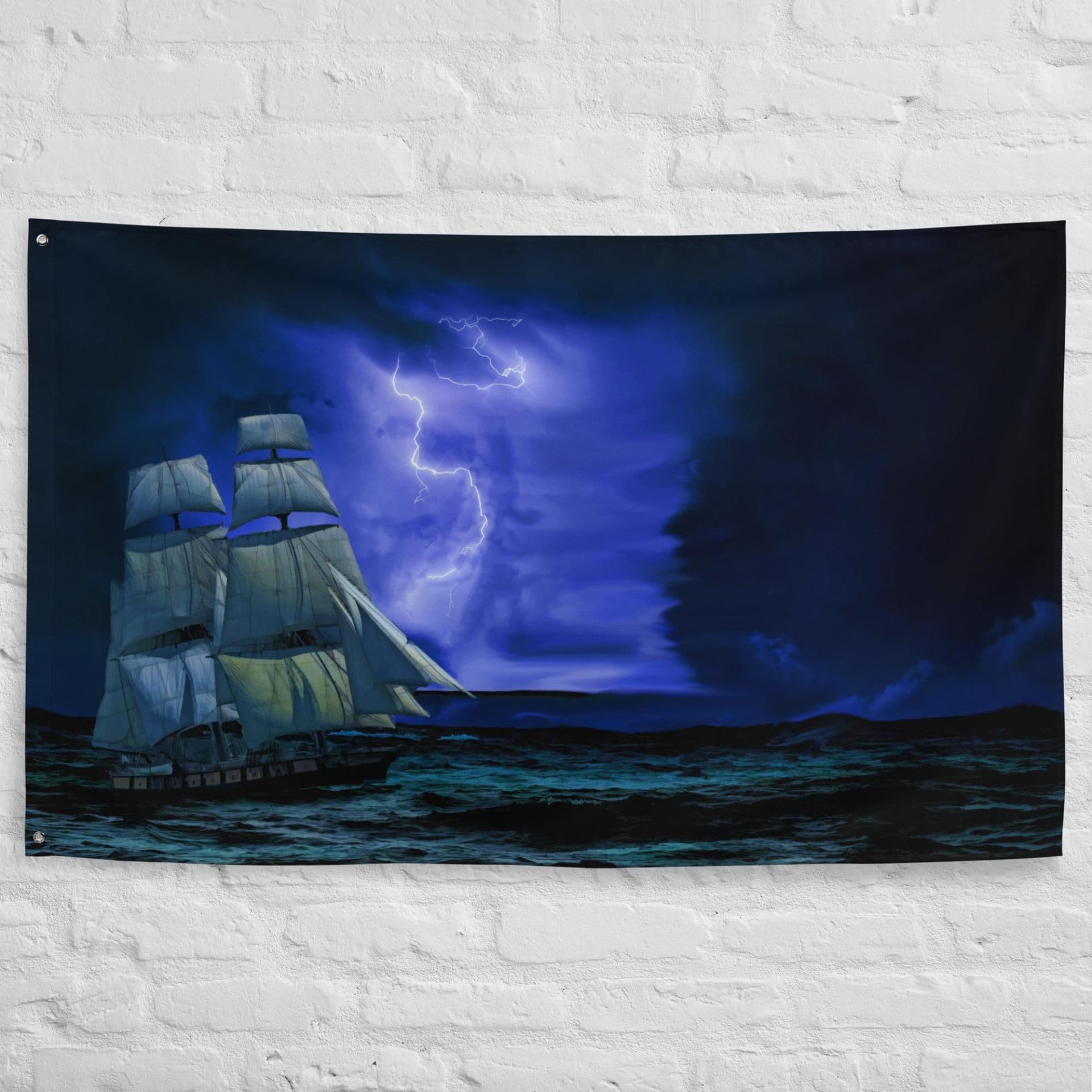 image-Sailing Ship Lightning Flag