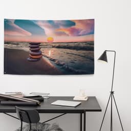 image-Stacking Stones Painting Flag Tapestry