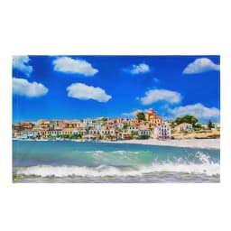 image-Beach Town Painting Flag Tapestry