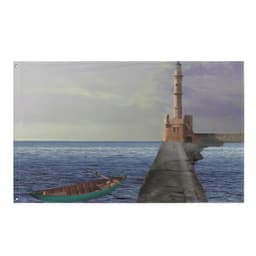 image-Path to Lighthouse Painting Flag Tapestry