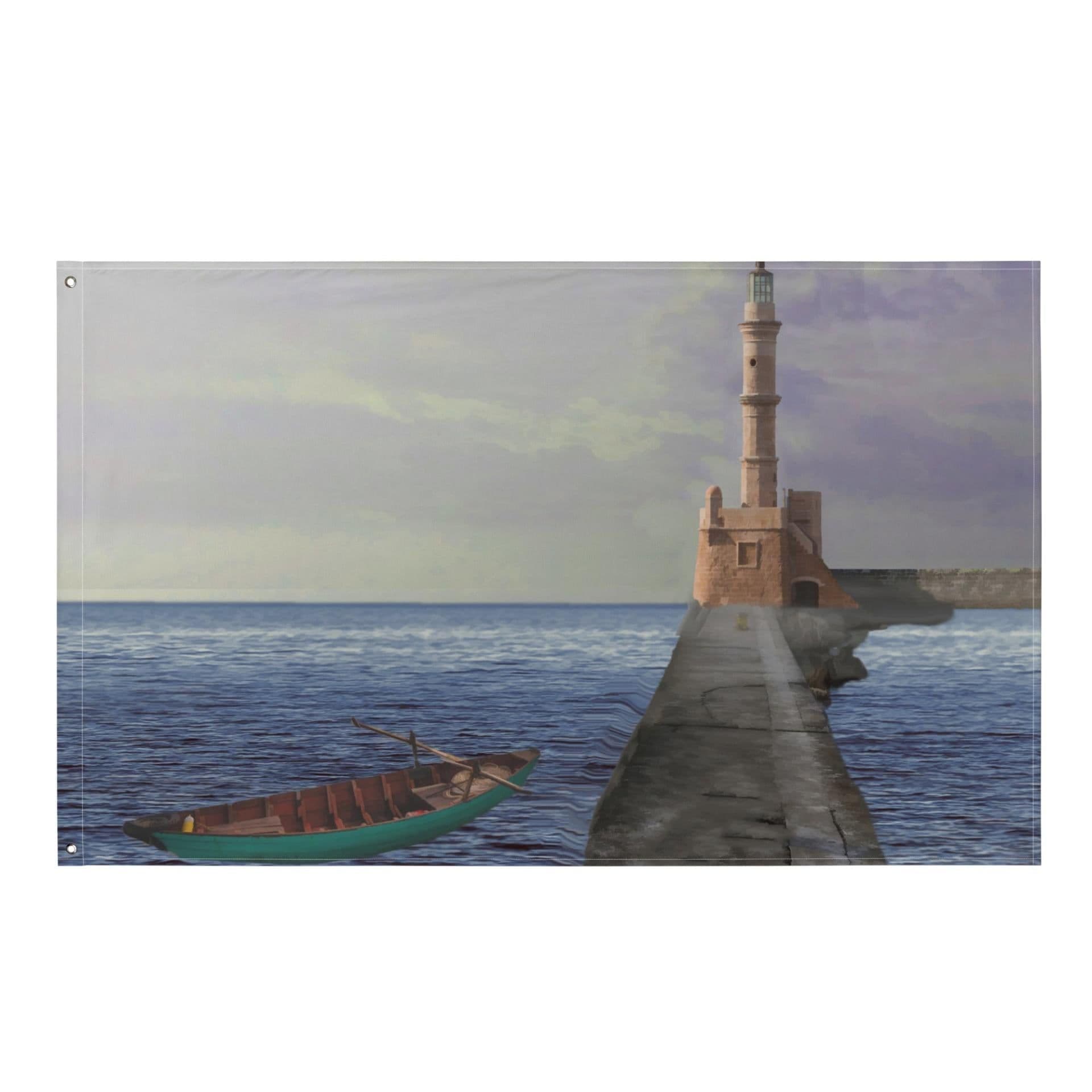 image-Path to Lighthouse Painting Flag Tapestry