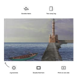 image-Path to Lighthouse Painting Flag Tapestry
