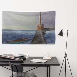 image-Path to Lighthouse Painting Flag Tapestry