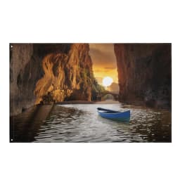 image-Sunset Beach Cave Painting Flag Tapestry