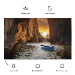 image-Sunset Beach Cave Painting Flag Tapestry