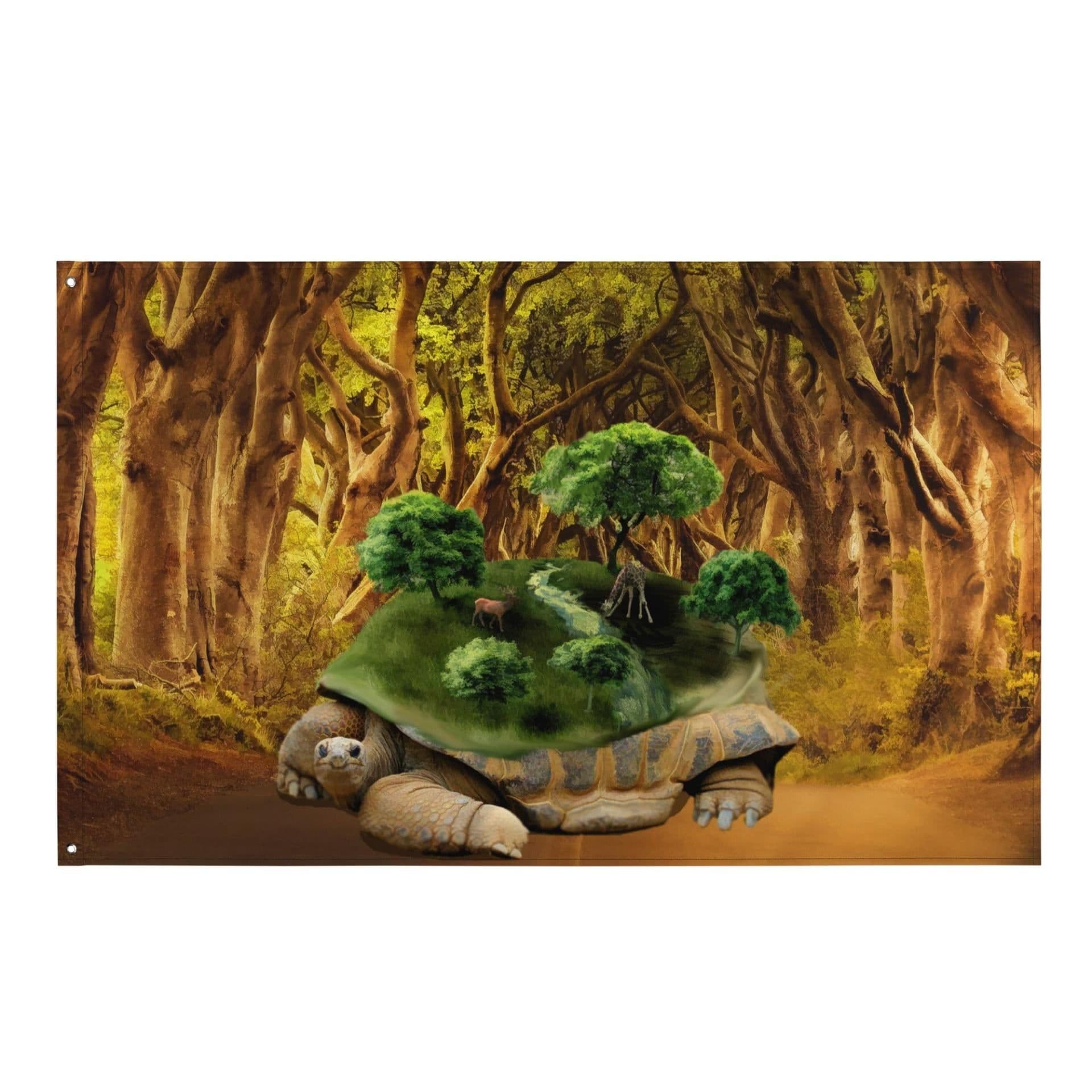 image-Turtle Tree Painting Flag Tapestry