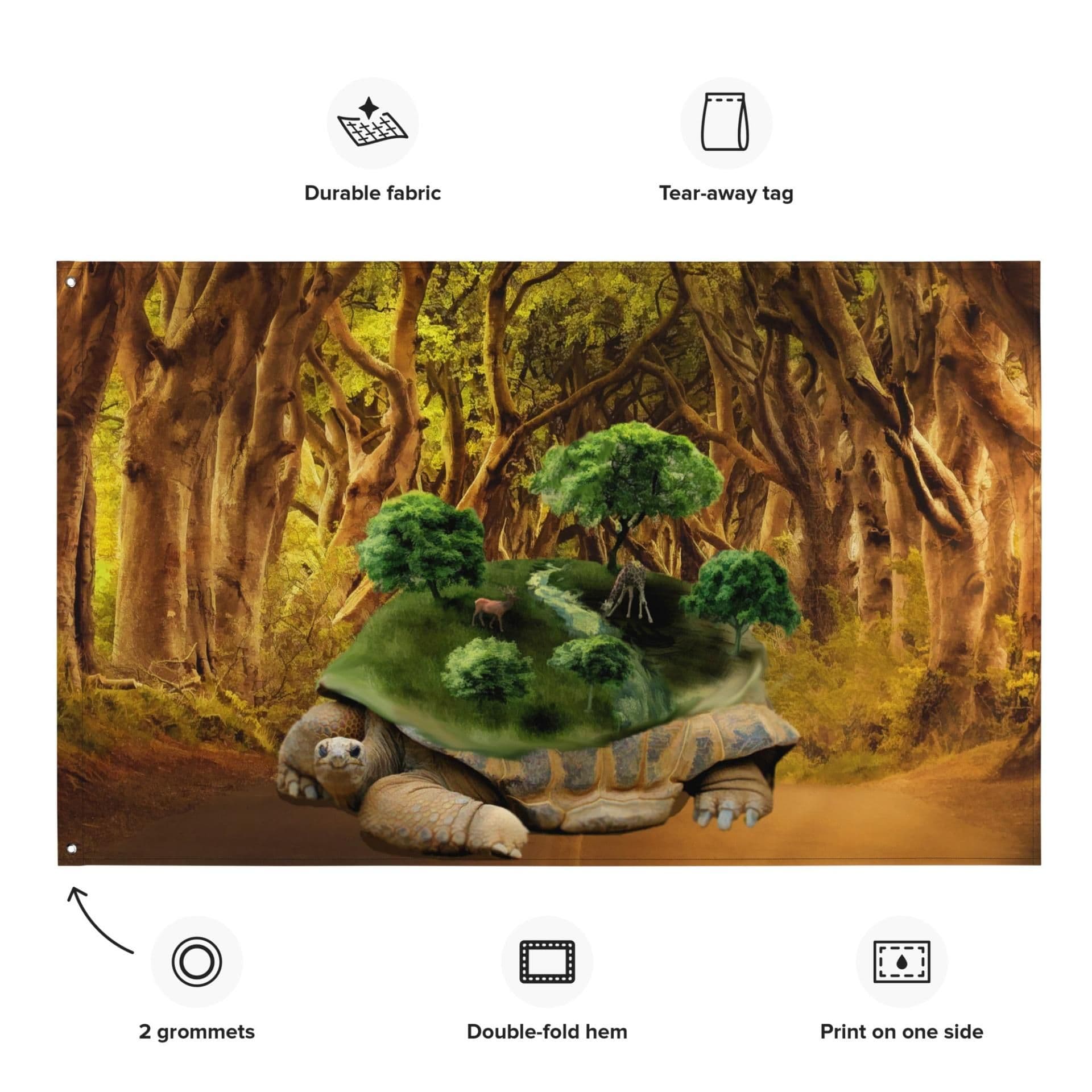 image-Turtle Tree Painting Flag Tapestry