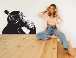 image-Vinyl Wall Art Decal - Contemplative Chimp Design Wall Sticker