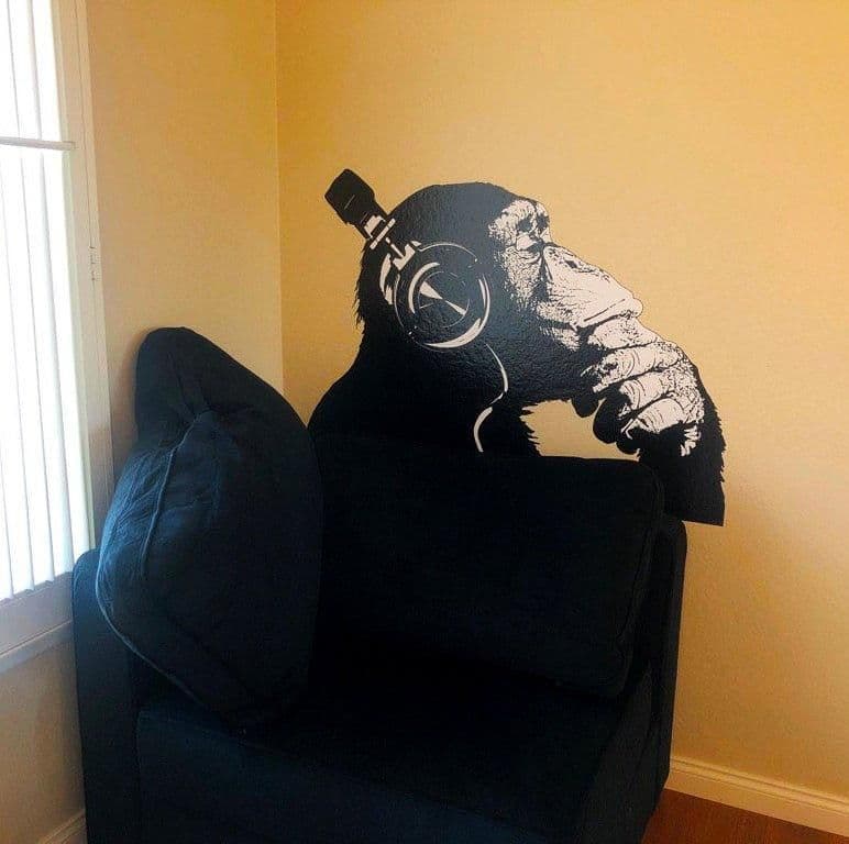 image-Vinyl Wall Art Decal - Contemplative Chimp Design Wall Sticker