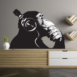 image-Vinyl Wall Art Decal - Contemplative Chimp Design Wall Sticker