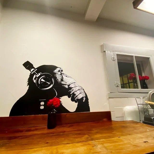 image-Vinyl Wall Art Decal - Contemplative Chimp Design Wall Sticker