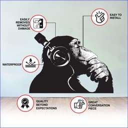 image-Vinyl Wall Art Decal - Contemplative Chimp Design Wall Sticker
