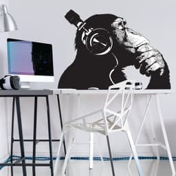image-Vinyl Wall Art Decal - Contemplative Chimp Design Wall Sticker
