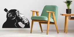 image-Vinyl Wall Art Decal - Contemplative Chimp Design Wall Sticker