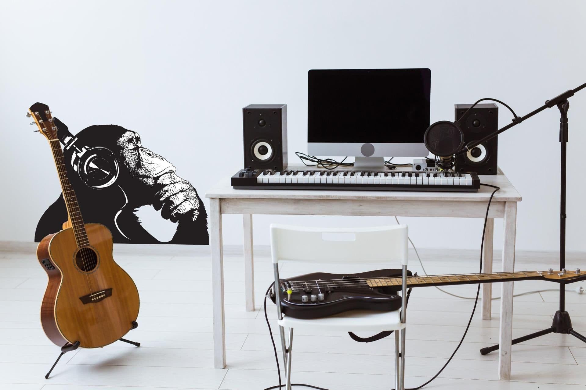 image-Vinyl Wall Art Decal - Contemplative Chimp Design Wall Sticker