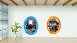 image-Blue and Orange Portal Aura Wall Stickers - Transparent Oval Decals with Vibrant Aura Effect for Game Room Decor