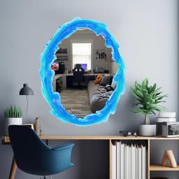 image-Blue and Orange Portal Aura Wall Stickers - Transparent Oval Decals with Vibrant Aura Effect for Game Room Decor